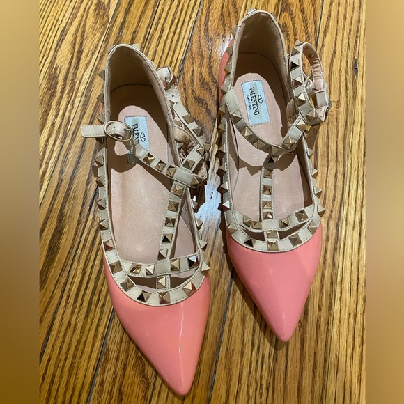 Valentino Garavani Patent Rockstud Caged Ballet Flats - Picture 3 of 4